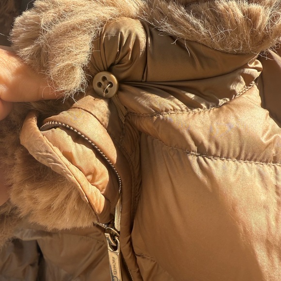 Michael Kors Women's Brown Puffer Jacket with Faux Fur Collar - Picture 4 of 11